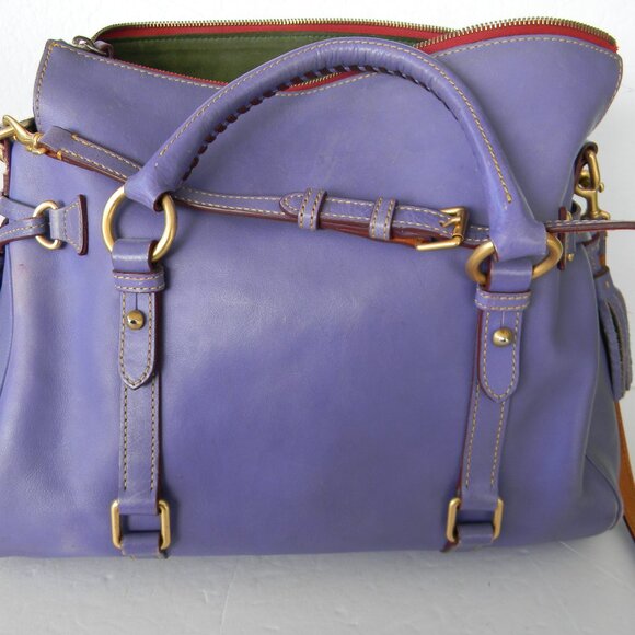 DOONEY & BOURKE FLORENTINE (LARGEST) LEATHER SATCHEL/CROSSBODY LAVENDER PURPLE! - Picture 7 of 14